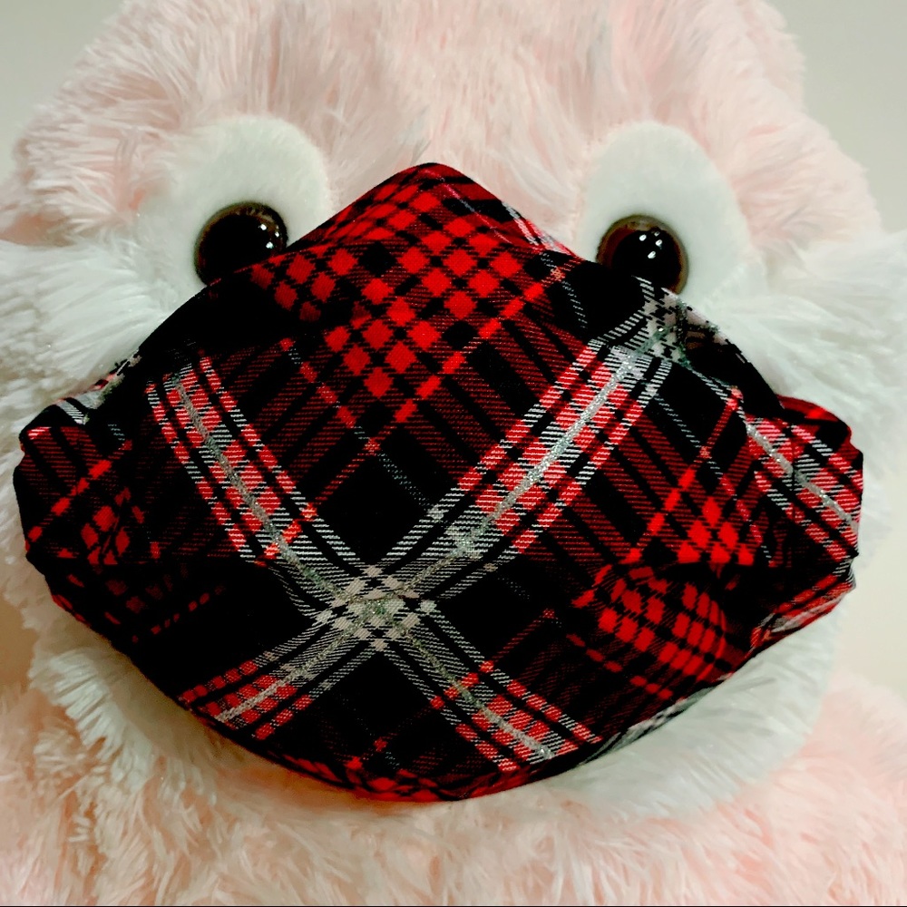 Plaid Black and Red Face Mask
